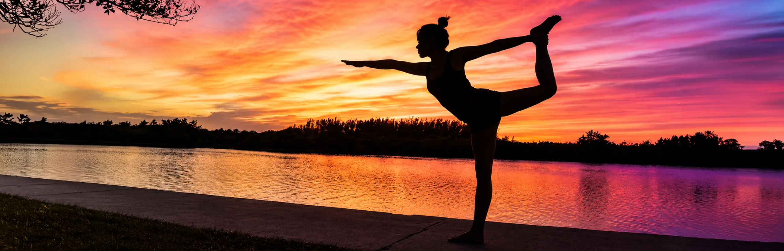 Yoga at sunset on the Cocoa Beach river