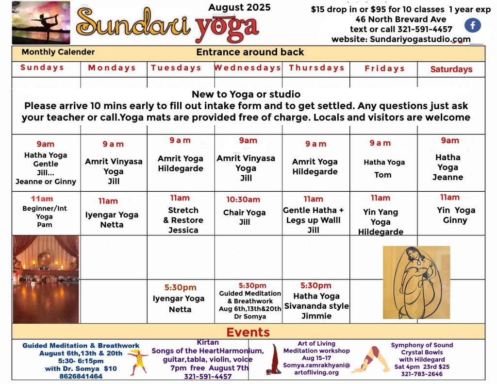 Sundari Yoga Calendar